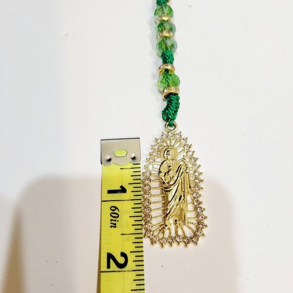 San Judas Tadeo Rosario Necklace crystal beads Rosary Saint Jude 10mm 2 sided - Picture 12 of 12